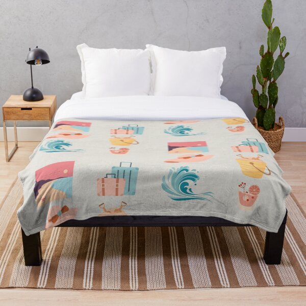 Item preview, Sunny Summer Beach pink and blue Aesthetic Wallpaper designed and sold by Levated.