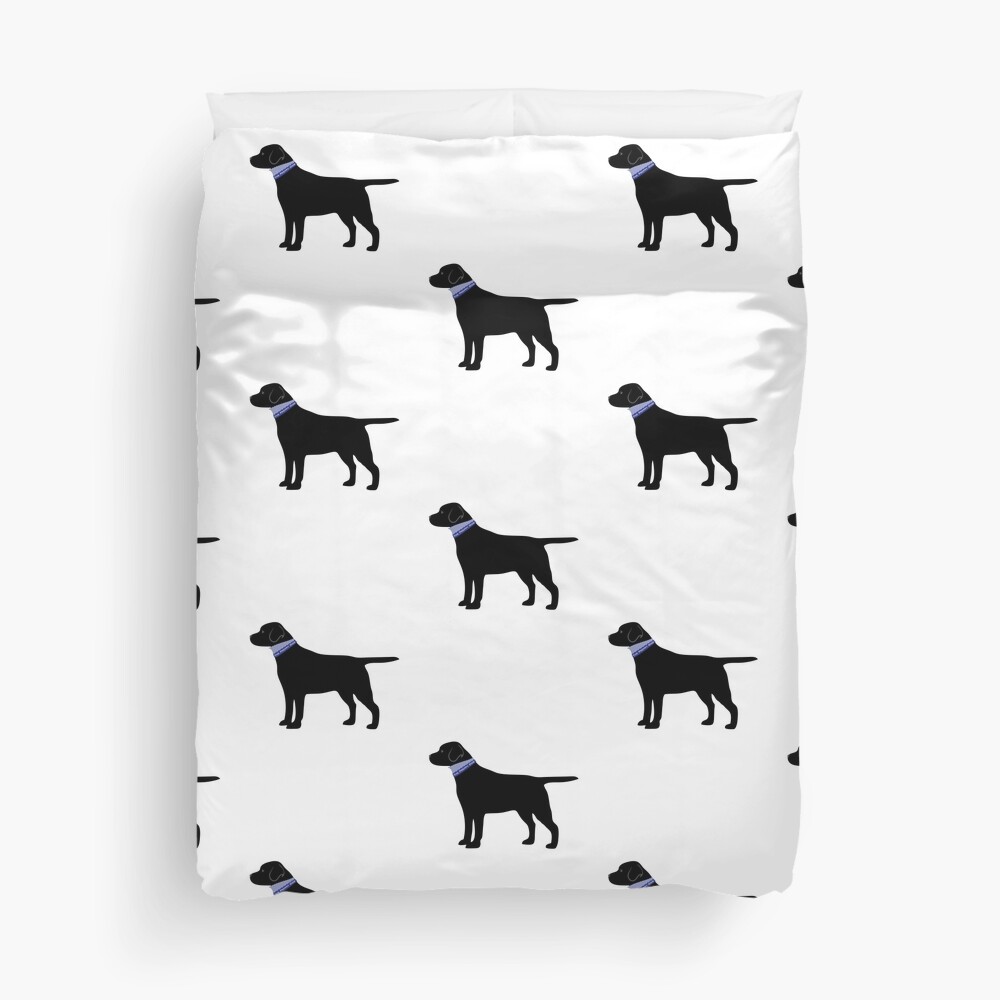 Black Labrador Retriever Preppy Silhouette Duvet Cover