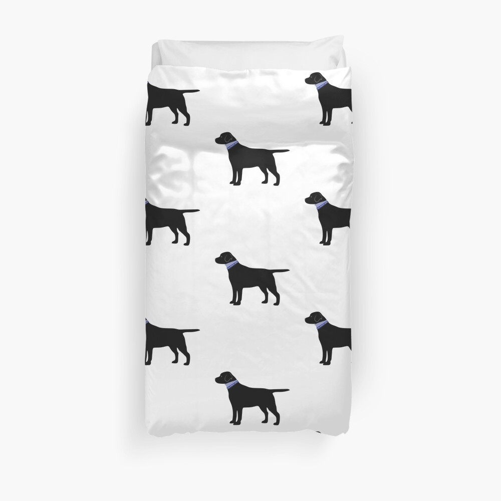 Black Labrador Retriever Preppy Silhouette Duvet Cover