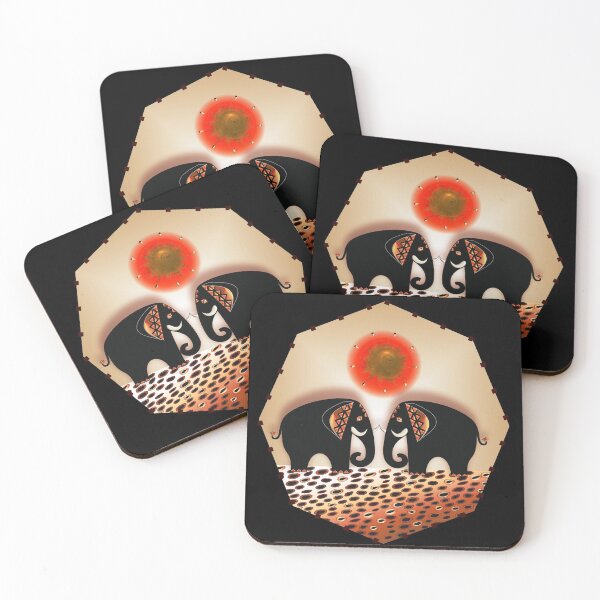 RUSTIC ELEPHANT 107 PATCH Coasters (Set of 4)