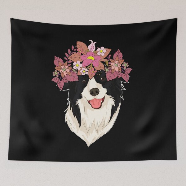 Item preview, Botanical Flower Crown Dog Lover Pet Border Collie designed and sold by bestshirtdesign.