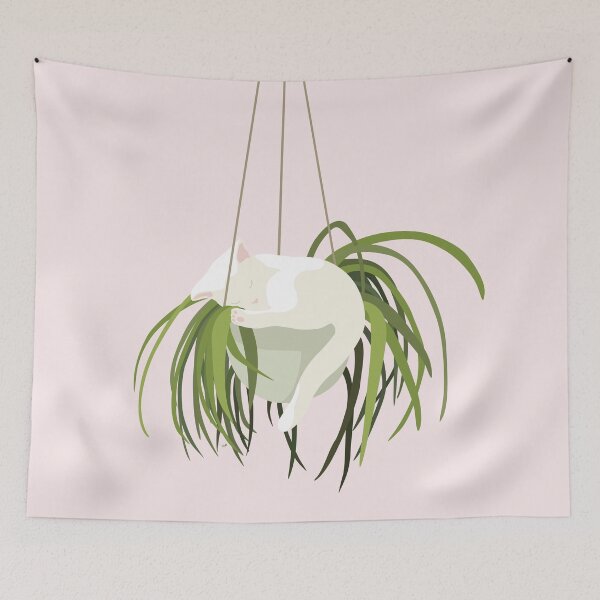Item preview, Sleeping Cat in Hanging Plant designed and sold by zykydesigns.