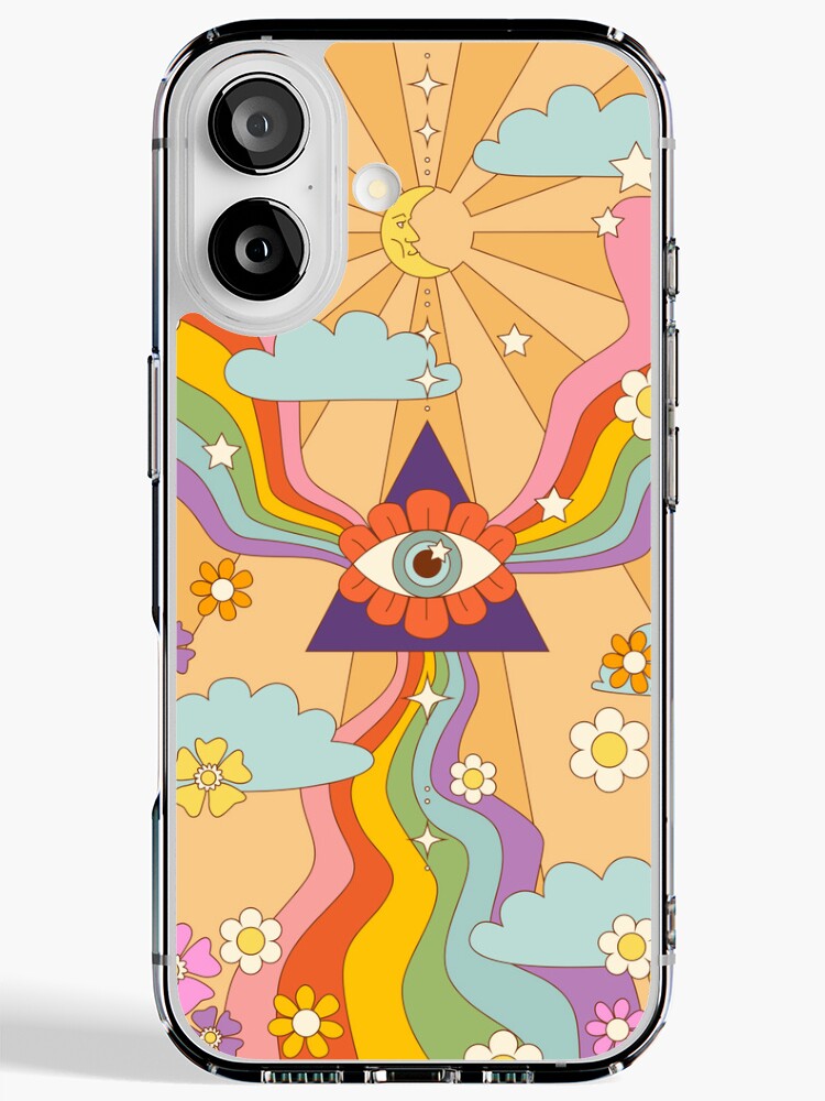 retro hippie boho rainbow print iPhone Case for Sale by