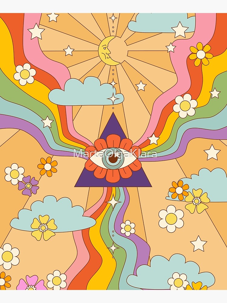 retro hippie boho rainbow print  by MartaOlgaKlara