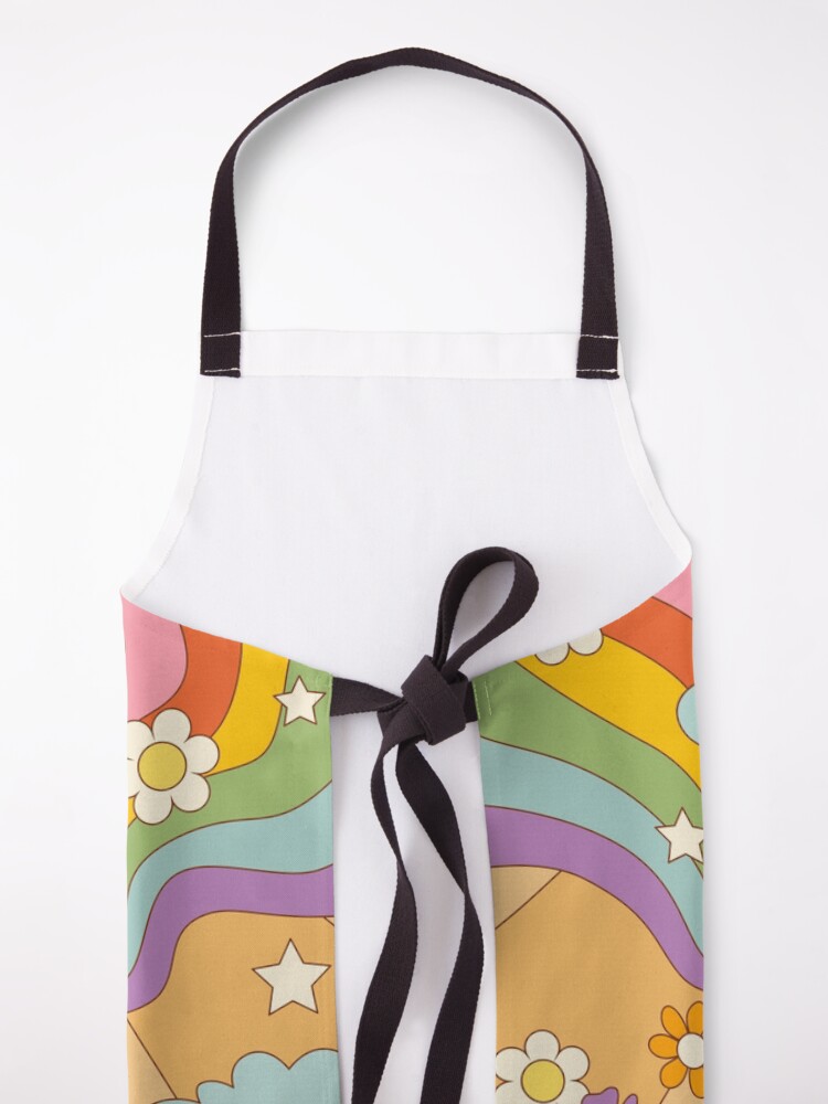 Alternate view of retro hippie boho rainbow print Apron