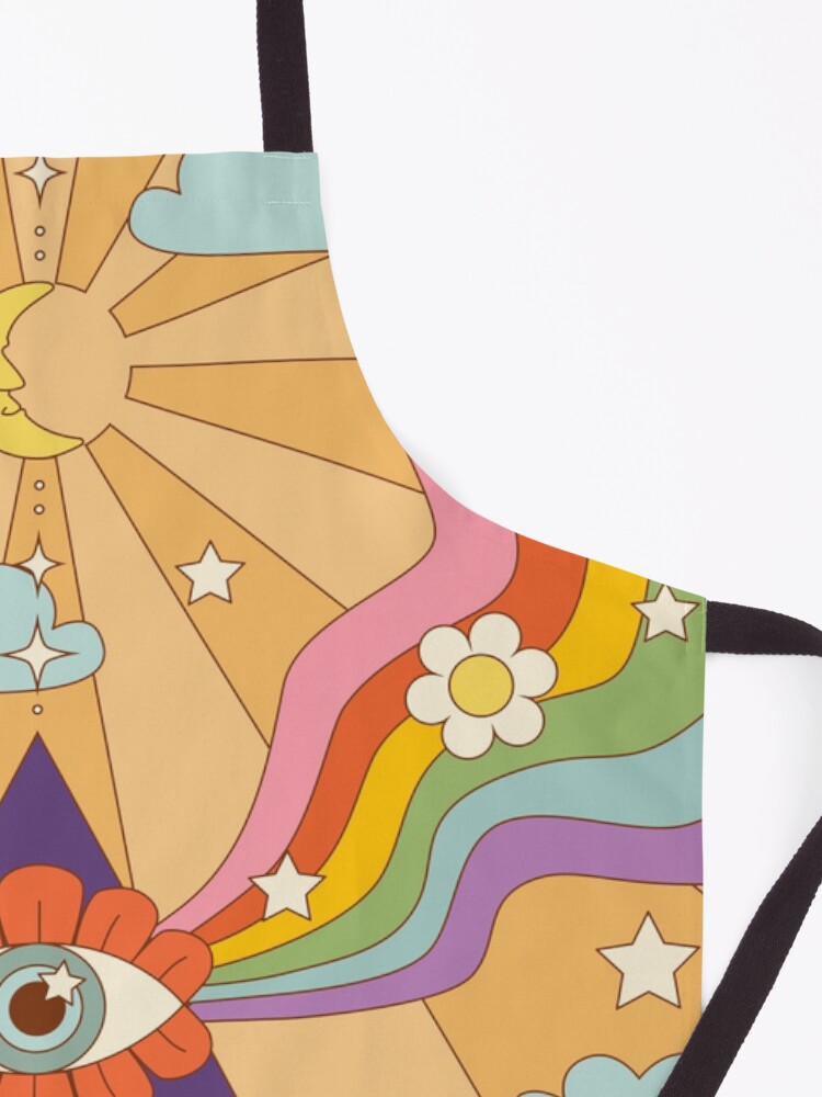 Alternate view of retro hippie boho rainbow print Apron