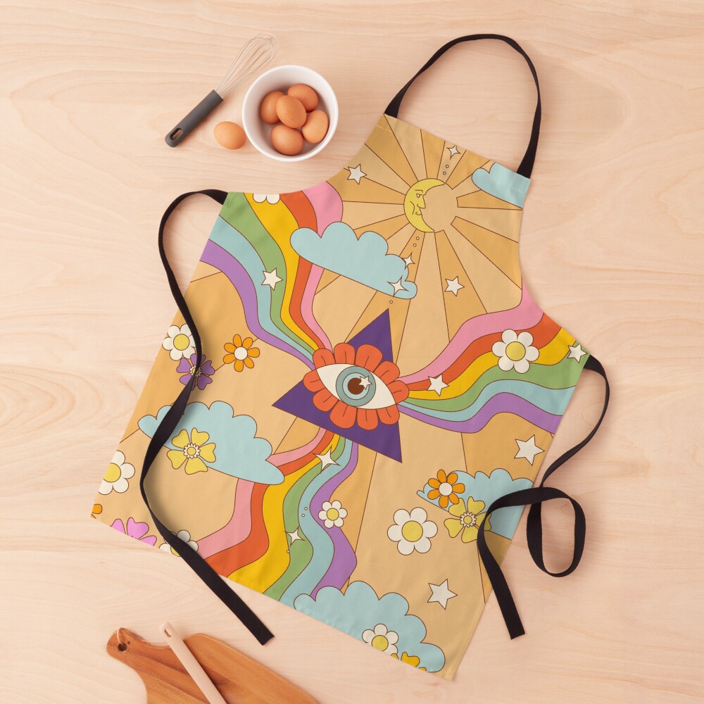 retro hippie boho rainbow print Apron