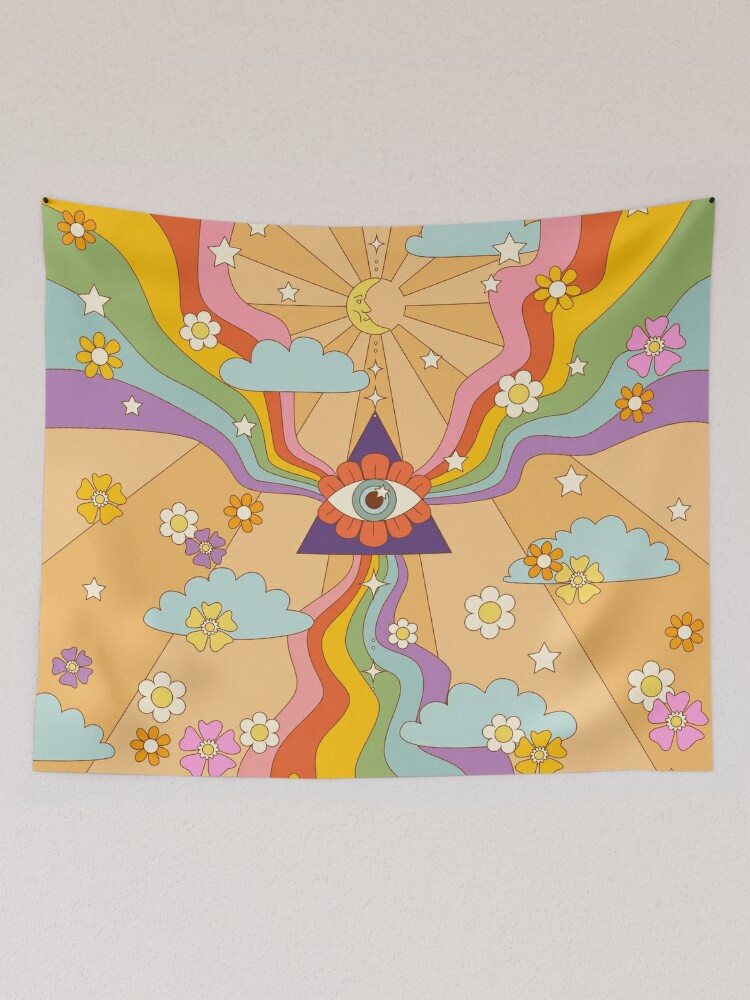 Blue hippie tapestry cute dorm tapestries psychedelic mandala yoga mat