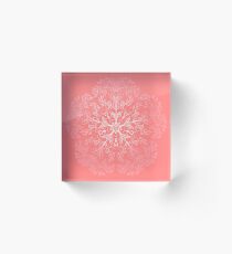 cherry blossom mandala- Coral sakura Acrylic Block