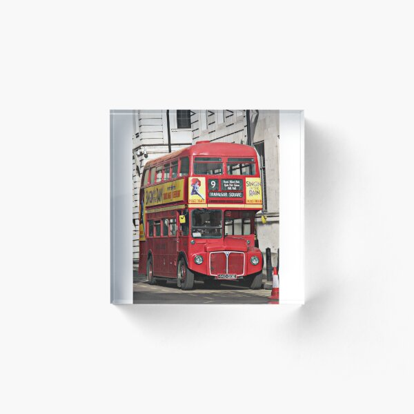 Vintage Red London Bus Acrylic Block