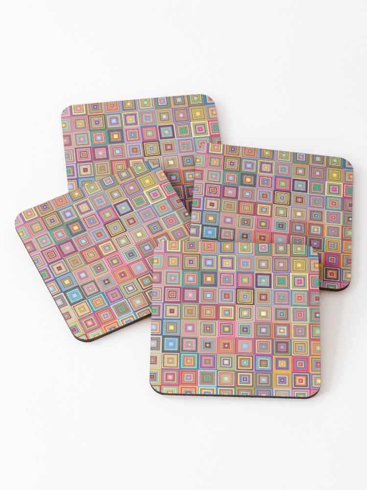 Thumbnail 1 of 5, Coasters (Set of 4), Retro Squares Abstract Geometric designed and sold by DigitalChickHub.