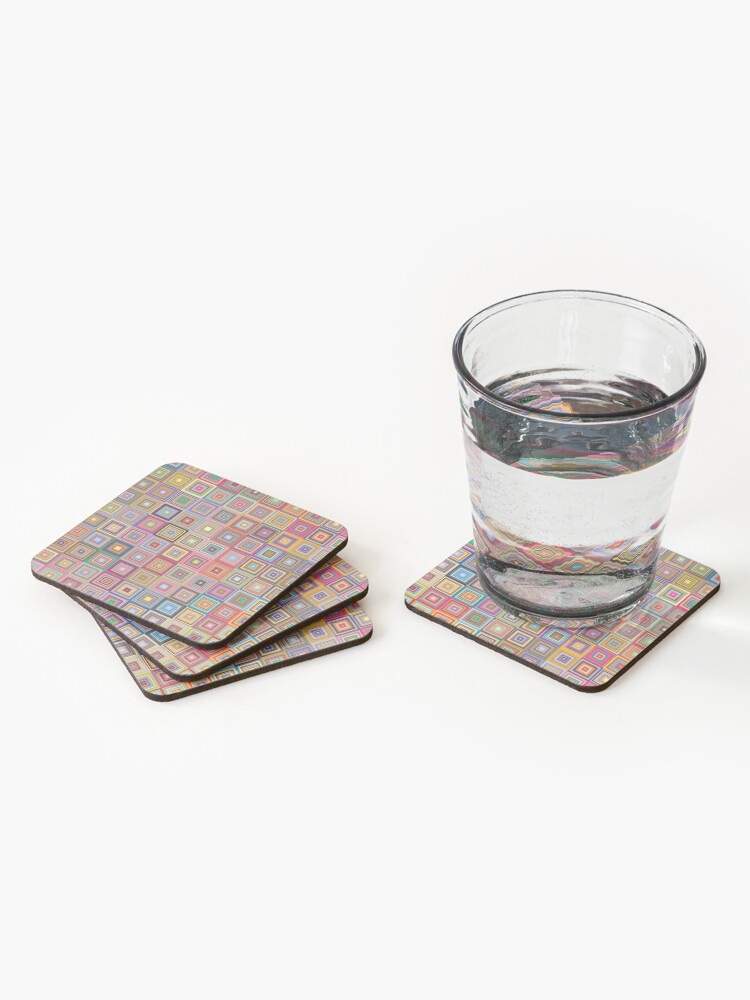 Thumbnail 2 of 5, Coasters (Set of 4), Retro Squares Abstract Geometric designed and sold by DigitalChickHub.