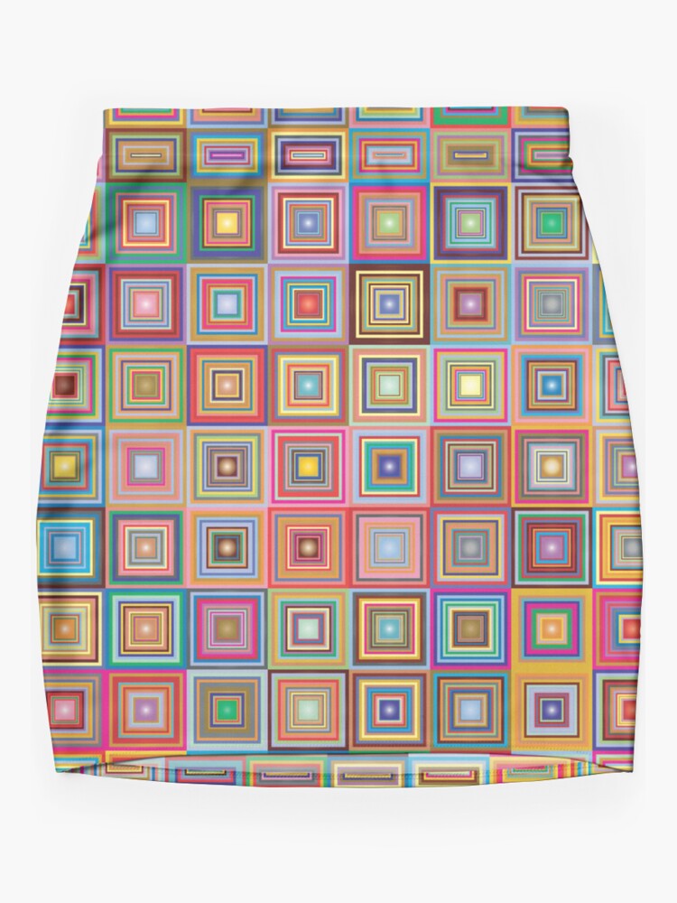 Mini Skirt, Retro Squares Abstract Geometric designed and sold by DigitalChickHub