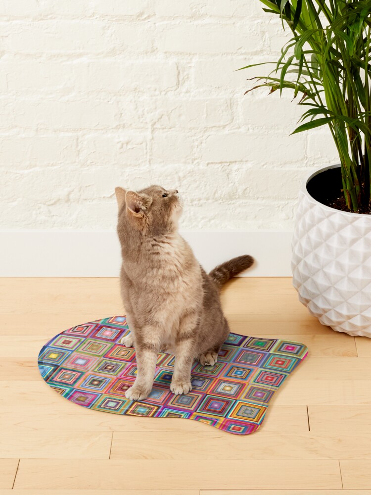 Thumbnail 2 of 5, Pet Mat, Retro Squares Abstract Geometric designed and sold by DigitalChickHub.