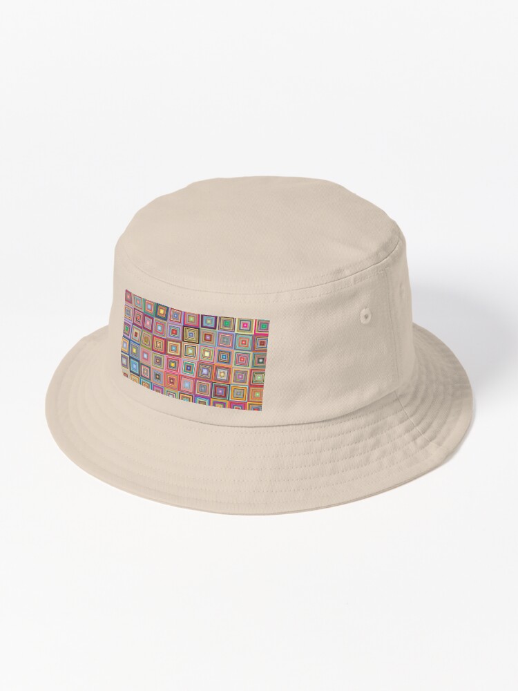 Thumbnail 1 of 6, Bucket Hat, Retro Squares Abstract Geometric designed and sold by DigitalChickHub.