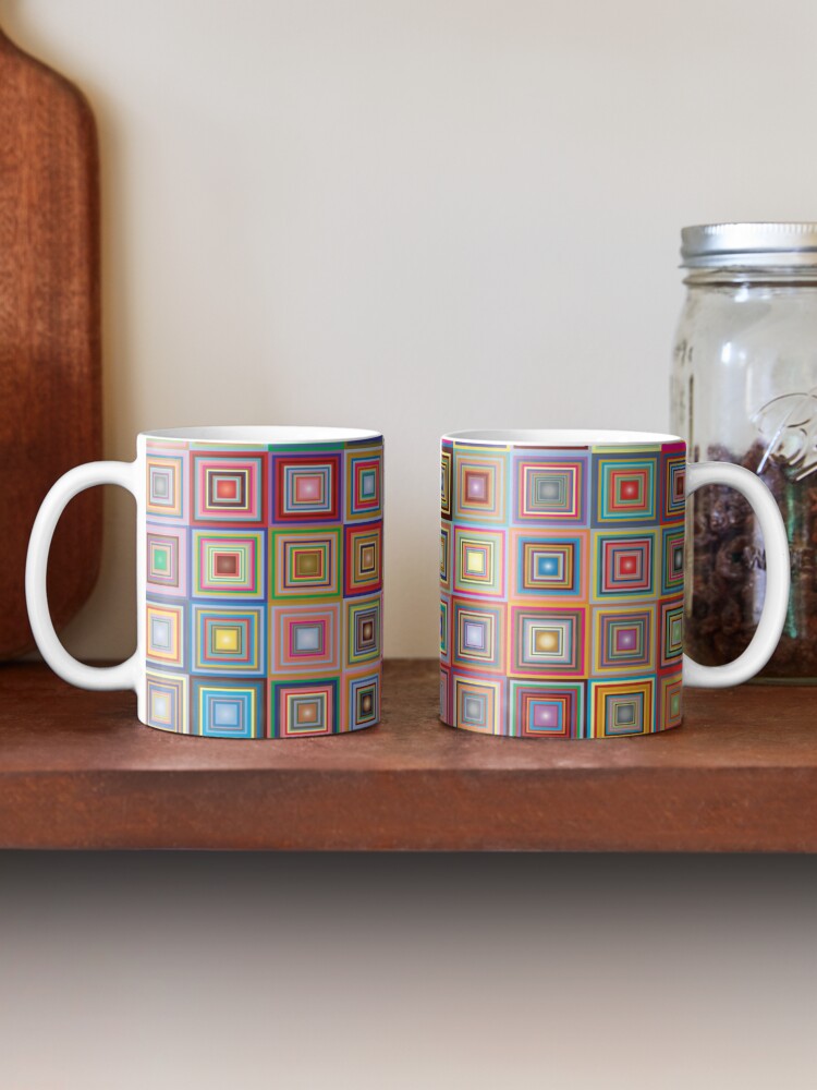 Coffee Mug, Retro Squares Abstract Geometric designed and sold by DigitalChickHub