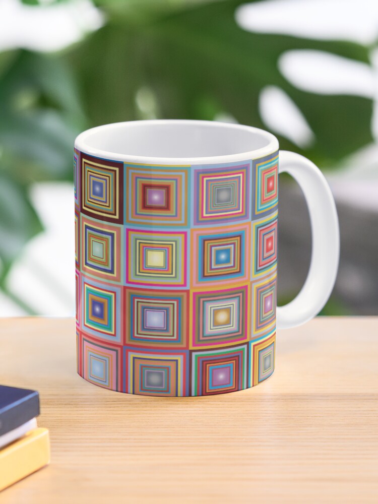 Thumbnail 1 of 6, Coffee Mug, Retro Squares Abstract Geometric designed and sold by DigitalChickHub.