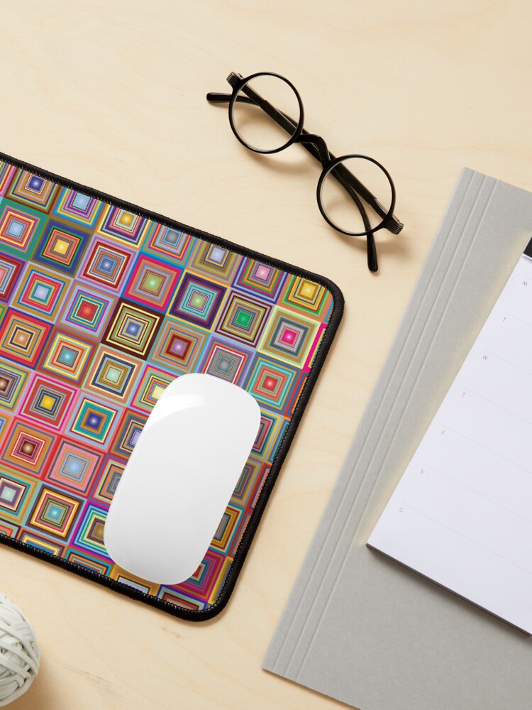 Thumbnail 3 of 5, Mouse Pad, Retro Squares Abstract Geometric designed and sold by DigitalChickHub.