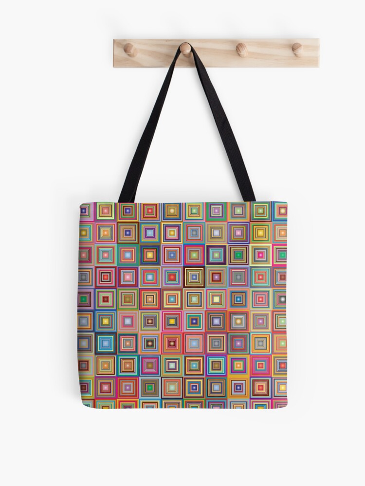Thumbnail 1 of 2, Tote Bag, Retro Squares Abstract Geometric designed and sold by DigitalChickHub.