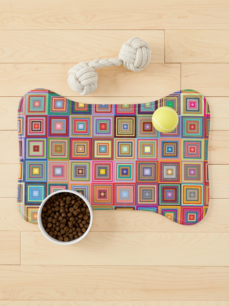 Thumbnail 1 of 5, Pet Mat, Retro Squares Abstract Geometric designed and sold by DigitalChickHub.
