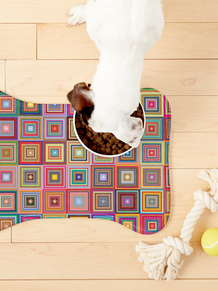 Thumbnail 3 of 5, Pet Mat, Retro Squares Abstract Geometric designed and sold by DigitalChickHub.