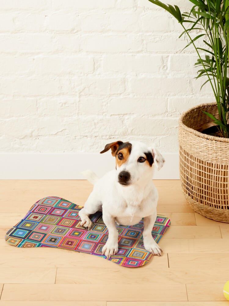 Thumbnail 2 of 5, Pet Mat, Retro Squares Abstract Geometric designed and sold by DigitalChickHub.