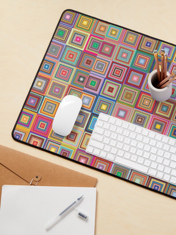 Thumbnail 3 of 5, Mouse Pad, Retro Squares Abstract Geometric designed and sold by DigitalChickHub.
