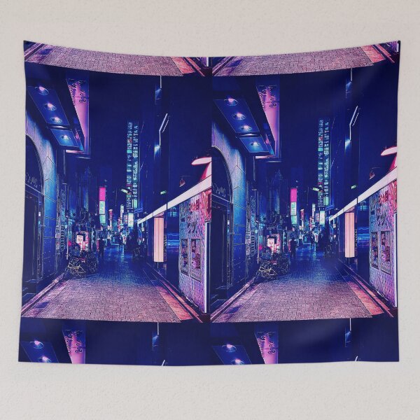 Item preview, Cyberpunk Japanese street at night designed and sold by vanyadesign.