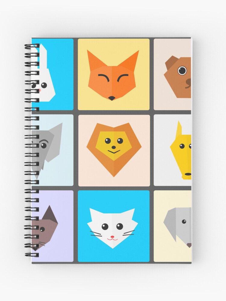 Spiral Notebook, Flat Cute Animals designed and sold by DigitalChickHub