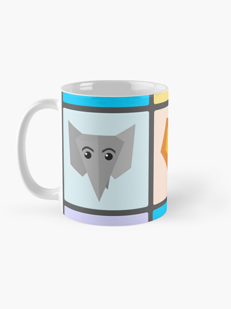 Coffee Mug, Flat Cute Animals designed and sold by DigitalChickHub