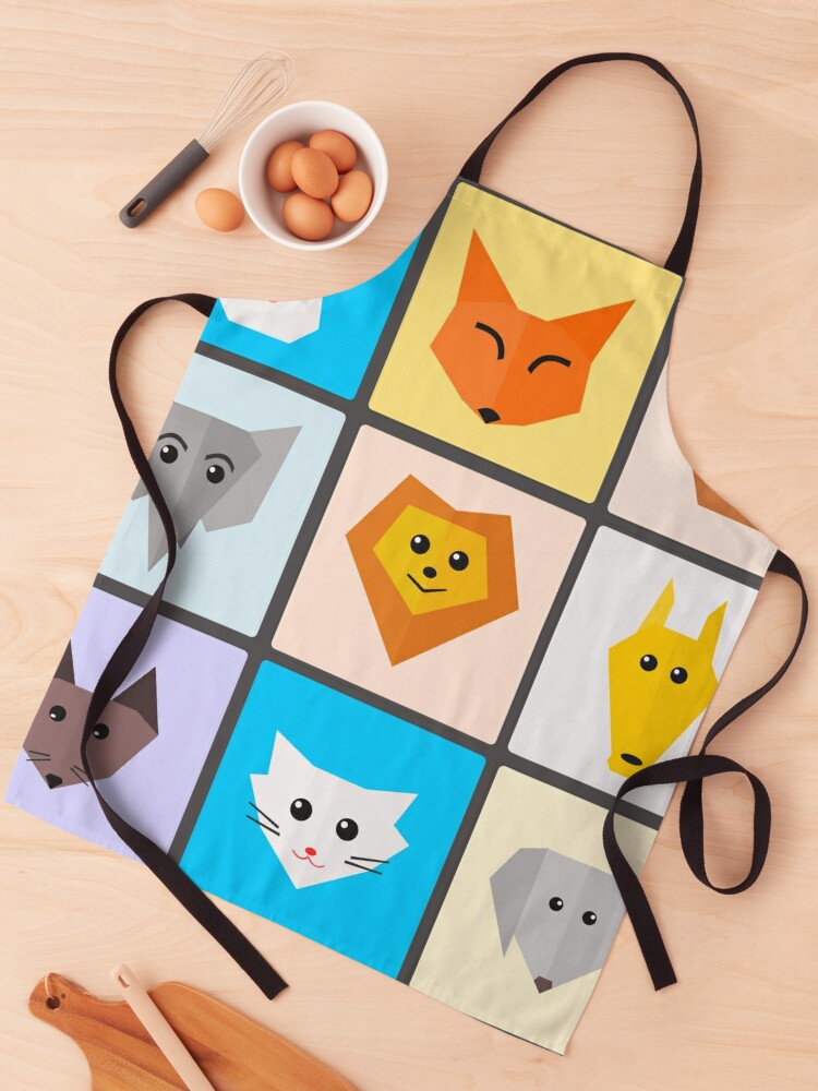 Apron, Flat Cute Animals designed and sold by DigitalChickHub