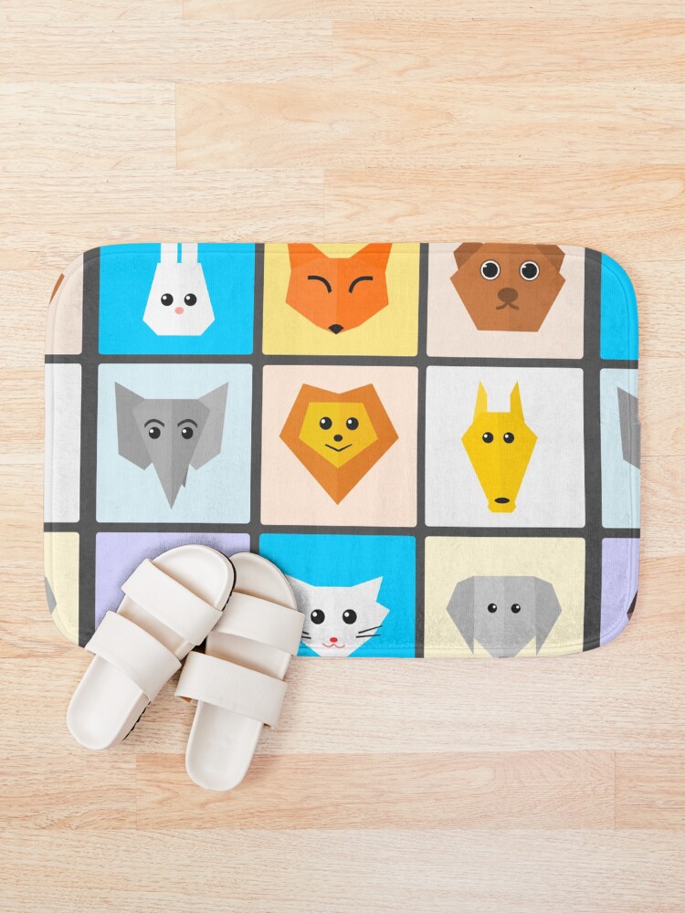 Thumbnail 2 of 6, Bath Mat, Flat Cute Animals designed and sold by DigitalChickHub.