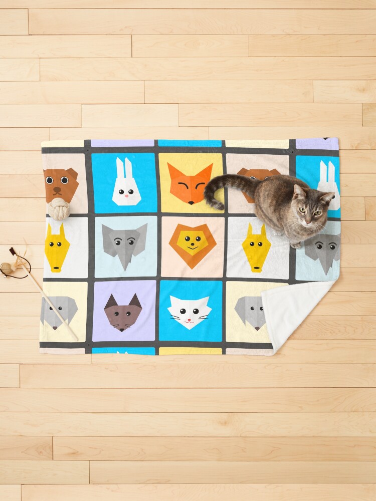 Thumbnail 1 of 6, Pet Blanket, Flat Cute Animals designed and sold by DigitalChickHub.