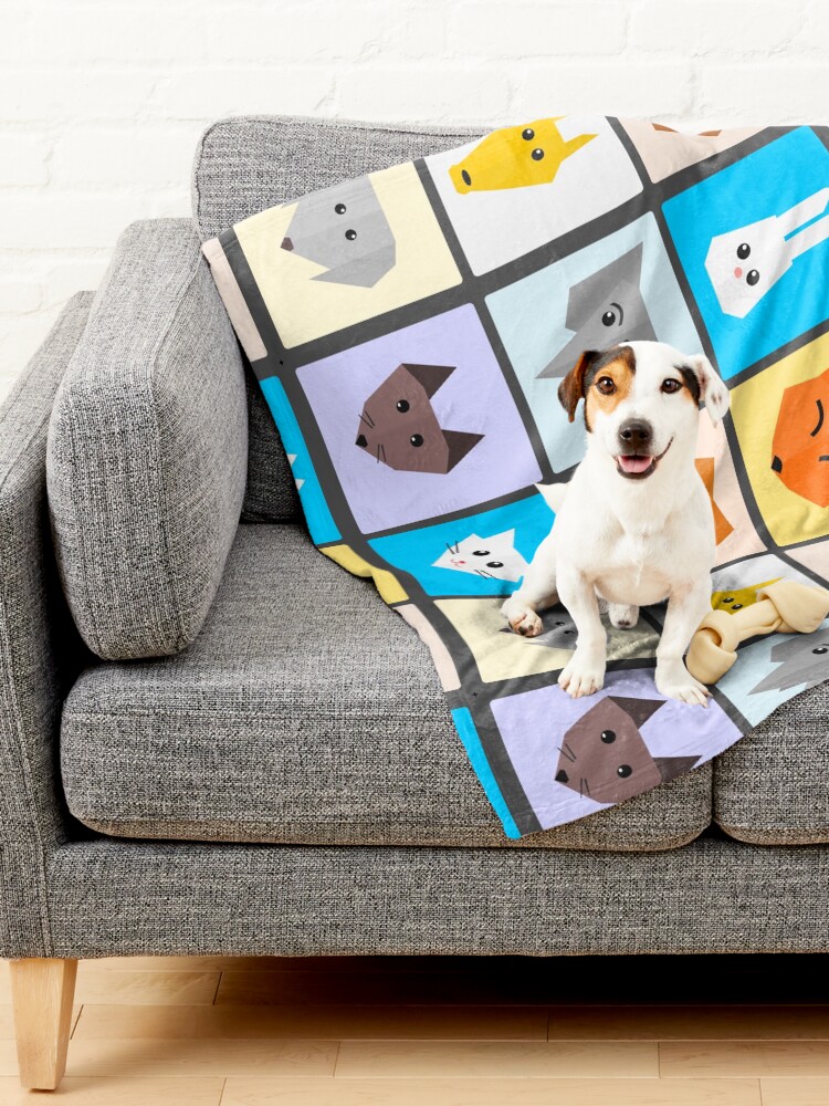 Thumbnail 2 of 6, Pet Blanket, Flat Cute Animals designed and sold by DigitalChickHub.