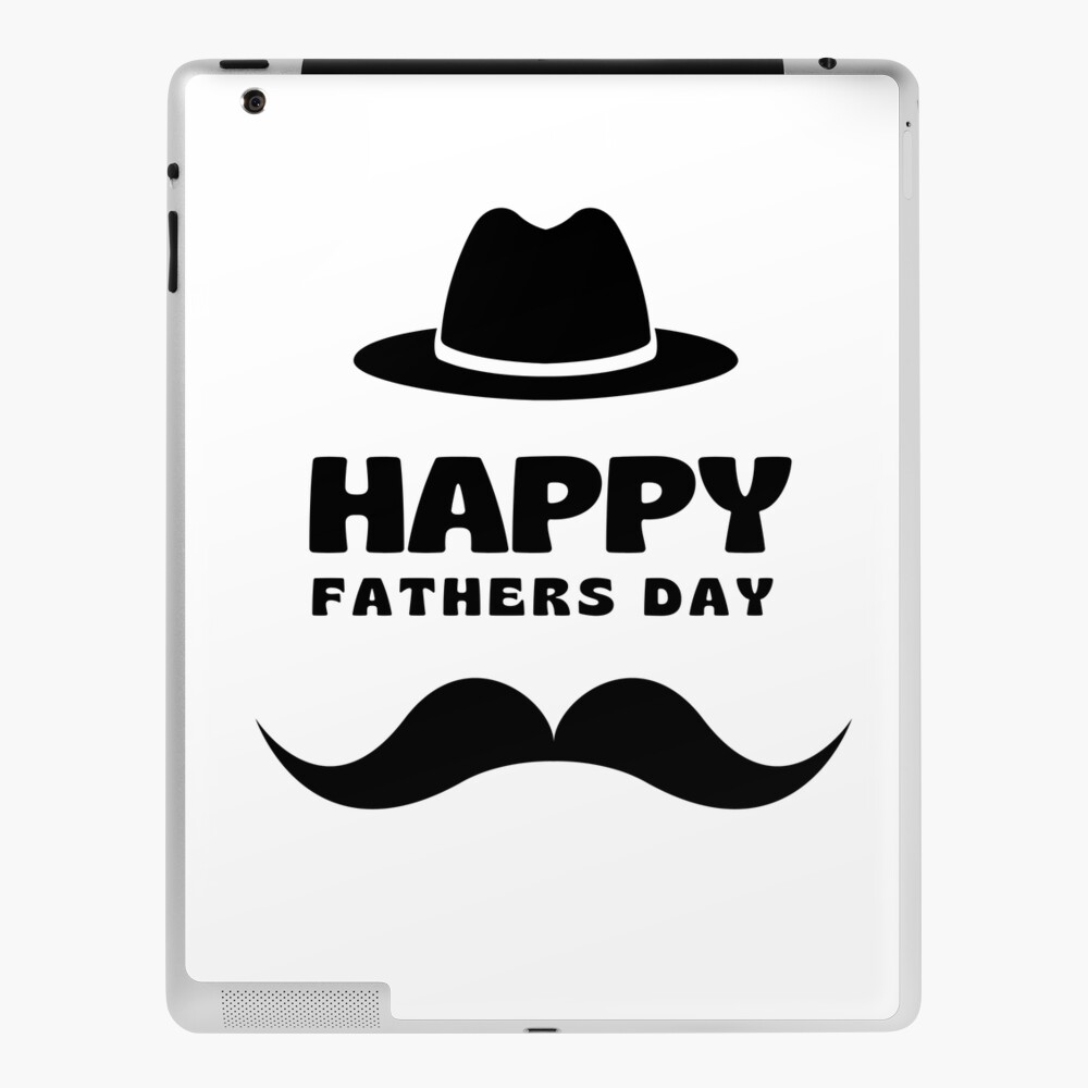 Happy Fathers Day with mustache and hat. Fathers day card for