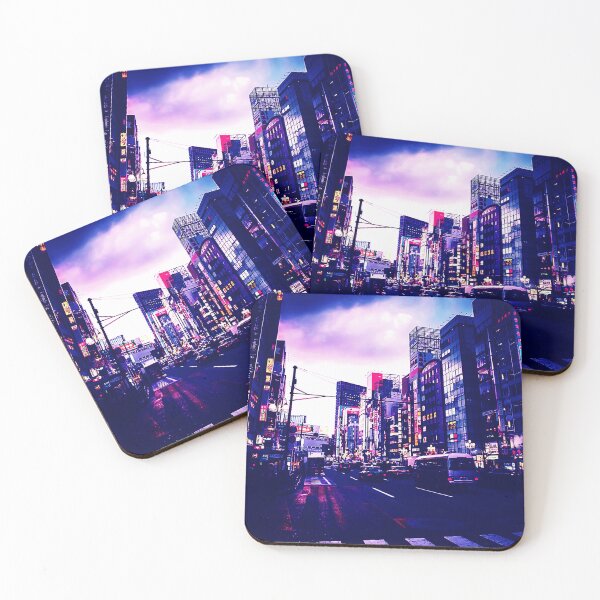 Item preview, street in cyberpunk downtown tokyo at night designed and sold by vanyadesign.