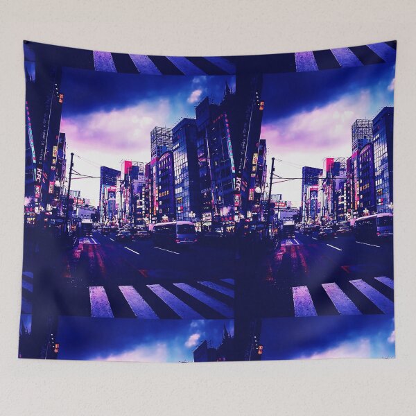 Item preview, street in cyberpunk downtown tokyo at night designed and sold by vanyadesign.