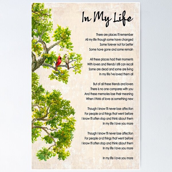 "In My Life Lyrics Poster, The Beatles Song Lyrics Poster, Song Poster