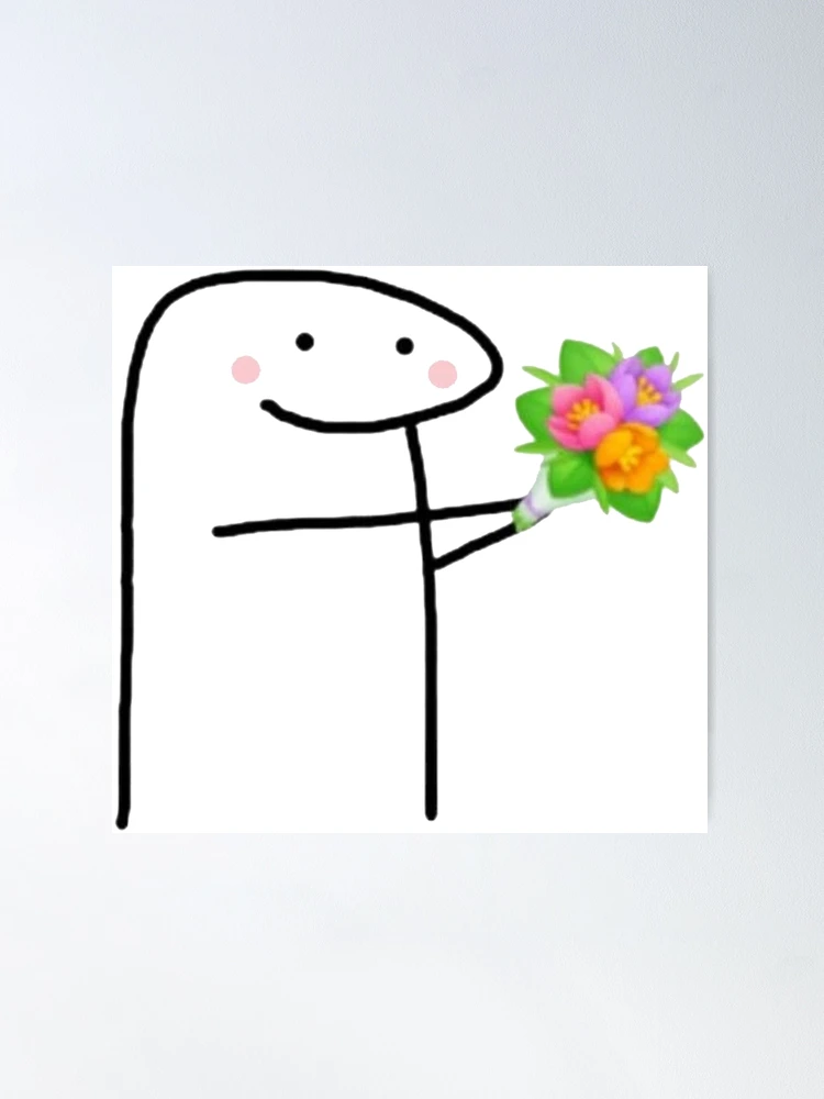 Meme Flork Man Holding A Flower On A Pale Green Background Stock  Illustration - Download Image Now - iStock