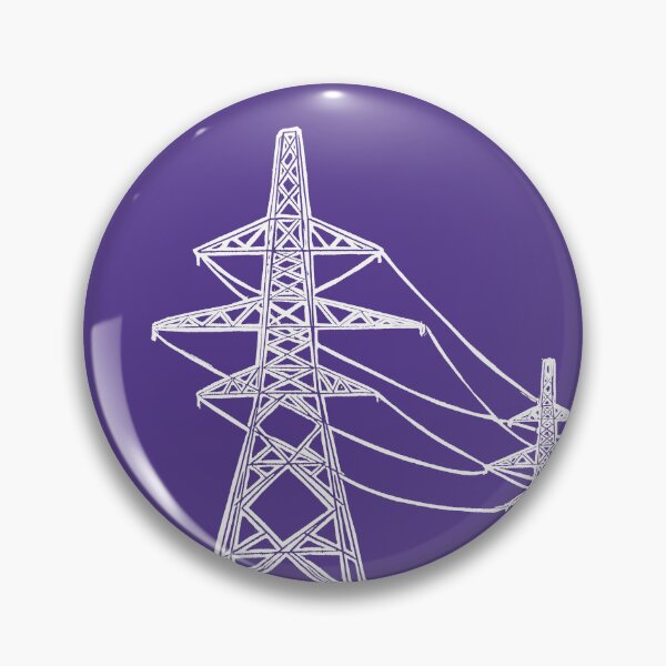 Item preview, Electricity Pylons Linocut Print. White Silhouette on Purple designed and sold by Maddy Bennett.