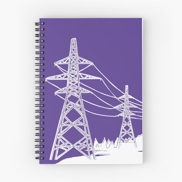 Item preview, Electricity Pylons Linocut Print. White Silhouette on Purple designed and sold by Maddy Bennett.