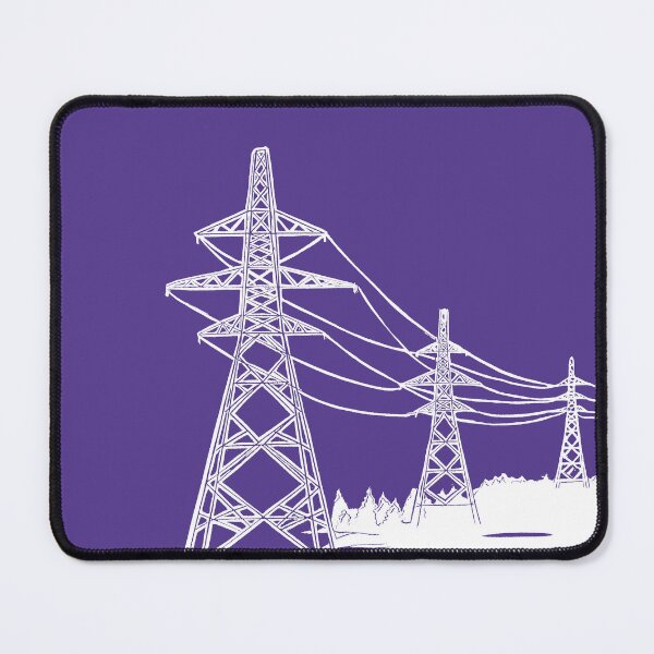 Item preview, Electricity Pylons Linocut Print. White Silhouette on Purple designed and sold by Maddy Bennett.