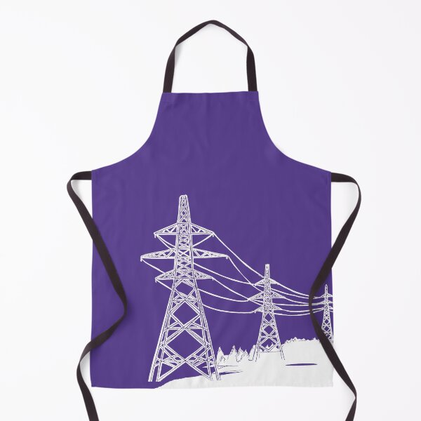 Item preview, Electricity Pylons Linocut Print. White Silhouette on Purple designed and sold by Maddy Bennett.
