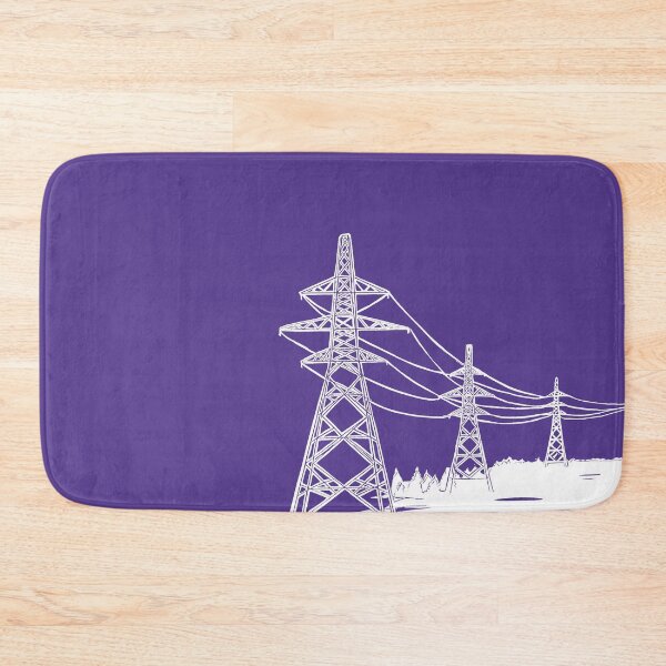 Item preview, Electricity Pylons Linocut Print. White Silhouette on Purple designed and sold by Maddy Bennett.
