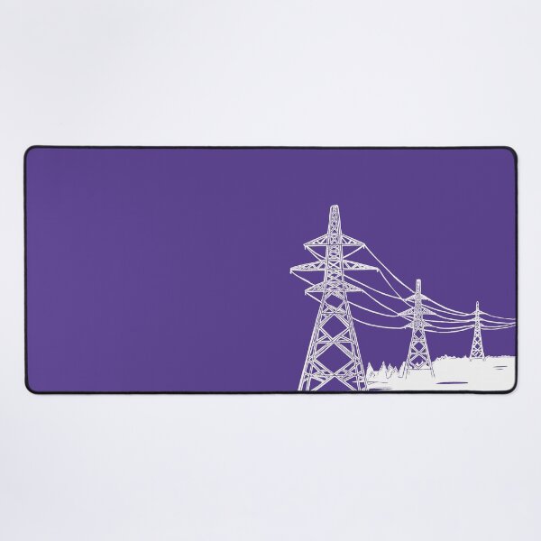 Item preview, Electricity Pylons Linocut Print. White Silhouette on Purple designed and sold by Maddy Bennett.