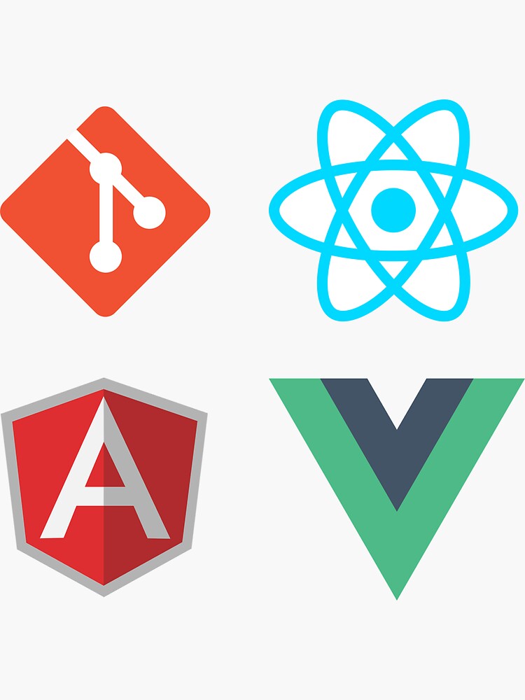 Git React Angular Vue sticker pack by devtee