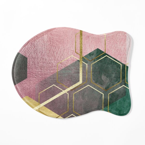 Emerald Green and Pink Geo No 3 Cat Mat