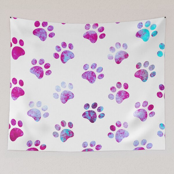 Item preview, White Pink Blue Textured Paw Print Pattern designed and sold by WandererSpirit.