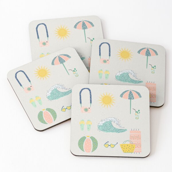 Item preview, Sunny Summer Beach pink and blue Aesthetic Wallpaper designed and sold by Levated.