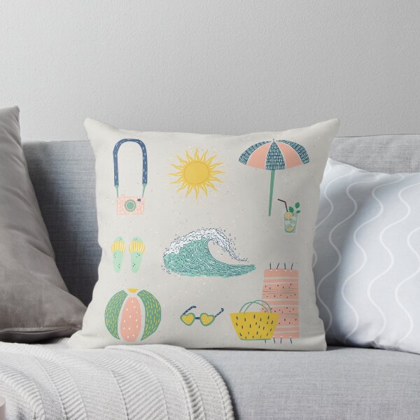 Item preview, Sunny Summer Beach pink and blue Aesthetic Wallpaper designed and sold by Levated.